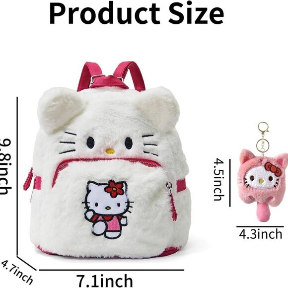 Cute Plush Backpack Soft Fluffy Cartoon Shoulder Bag for Women Gift